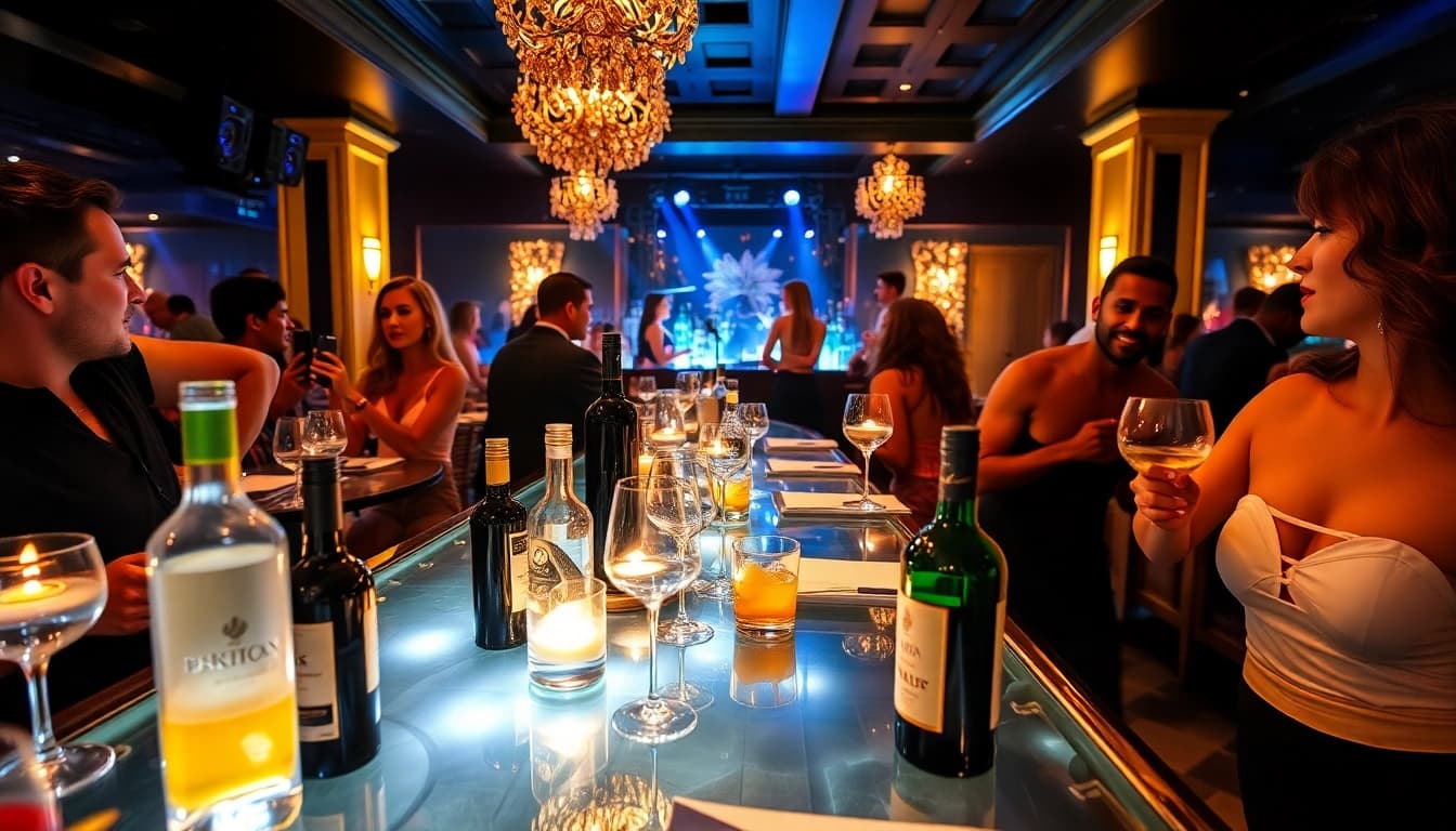 Dinner sxm at Club Noir, St. Martin, showcasing a lively nightlife atmosphere with elegant table settings and stunning performances.