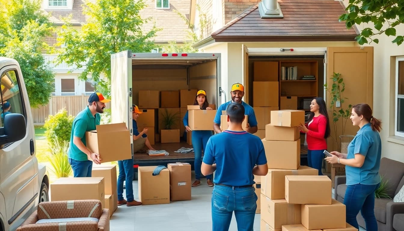 Helping hands from a moving company Canada packing boxes for a home relocation.