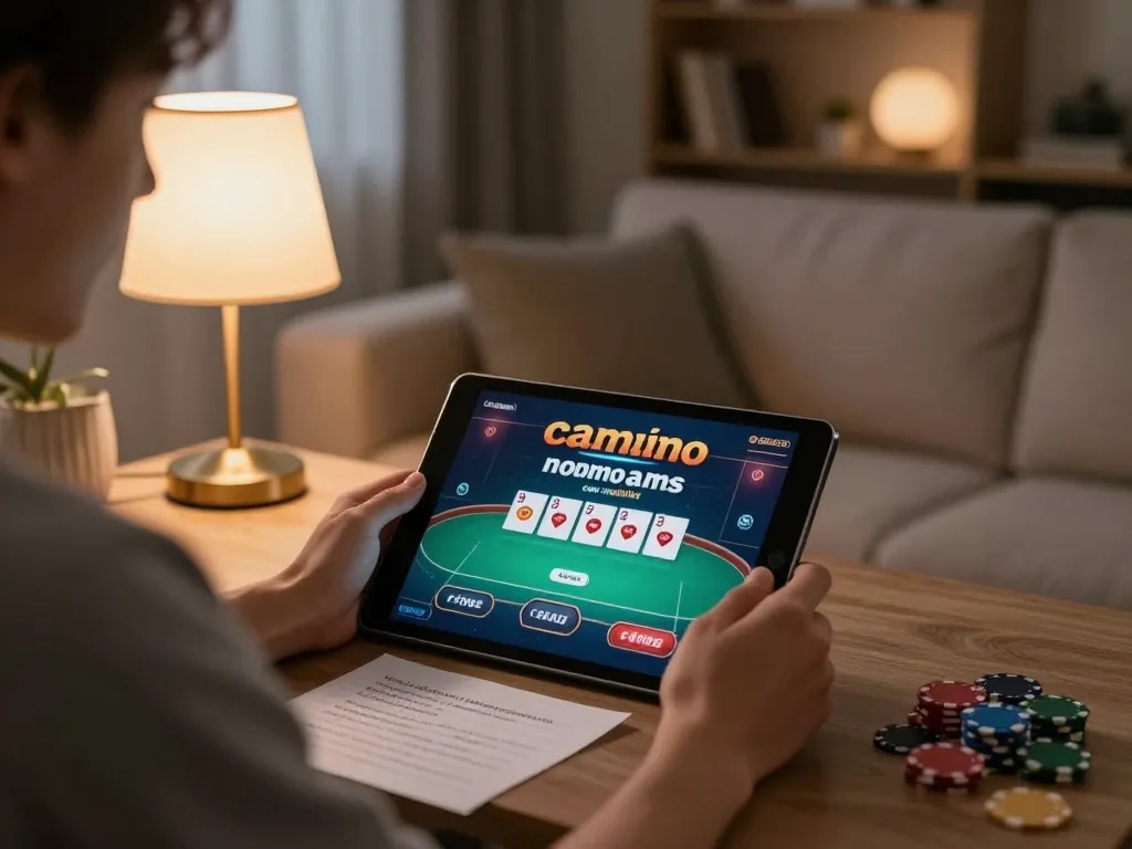 Engaging in casinò online non aams con neteller on a tablet in a cozy home setting.