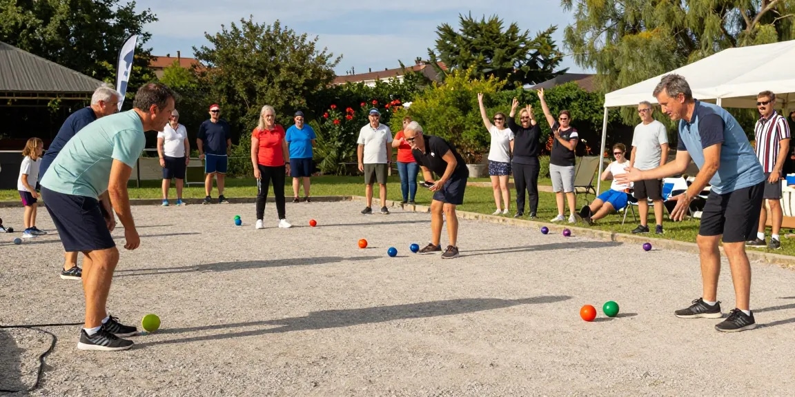 Aktivitas olahraga petanque di fopikotabanjarba.org dengan pemain yang beragam dan suasana ceria.
