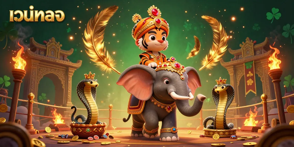 ภาพ 3D ที่มีเสือมาร์ฮาจาอินเดีย ทุกที่เต็มไปด้วยเหรียญทองและอุปกรณ์เดิมพัน เว็บตรง