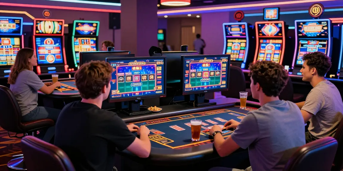 AISA credit card casinos gaming scene showcasing friends enjoying a lively online casino experience with virtual tables and vibrant atmosphere.
