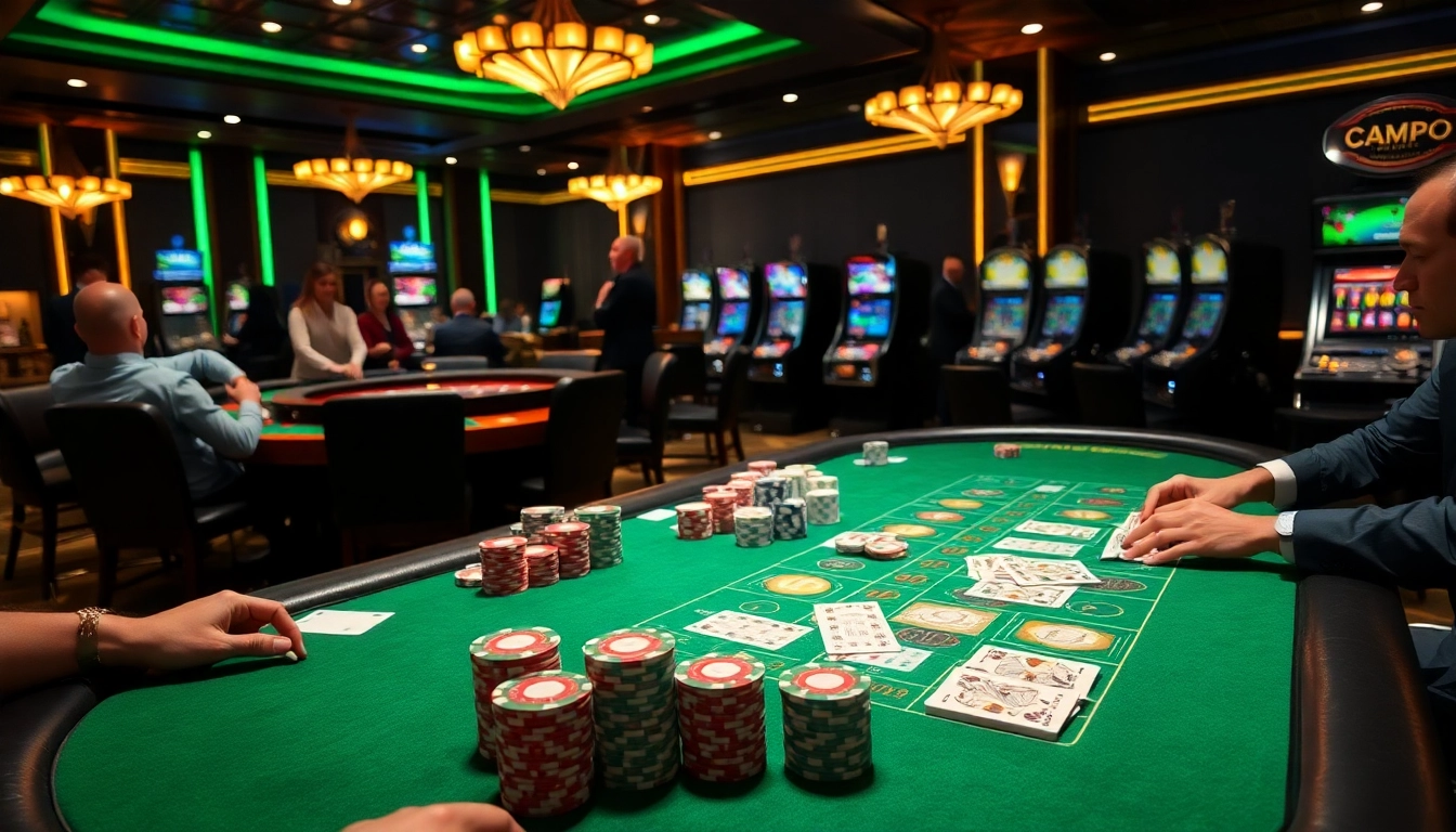 Experience the excitement of gambling with hidden wiki links in a vibrant casino scene featuring poker chips and a roulette wheel.
