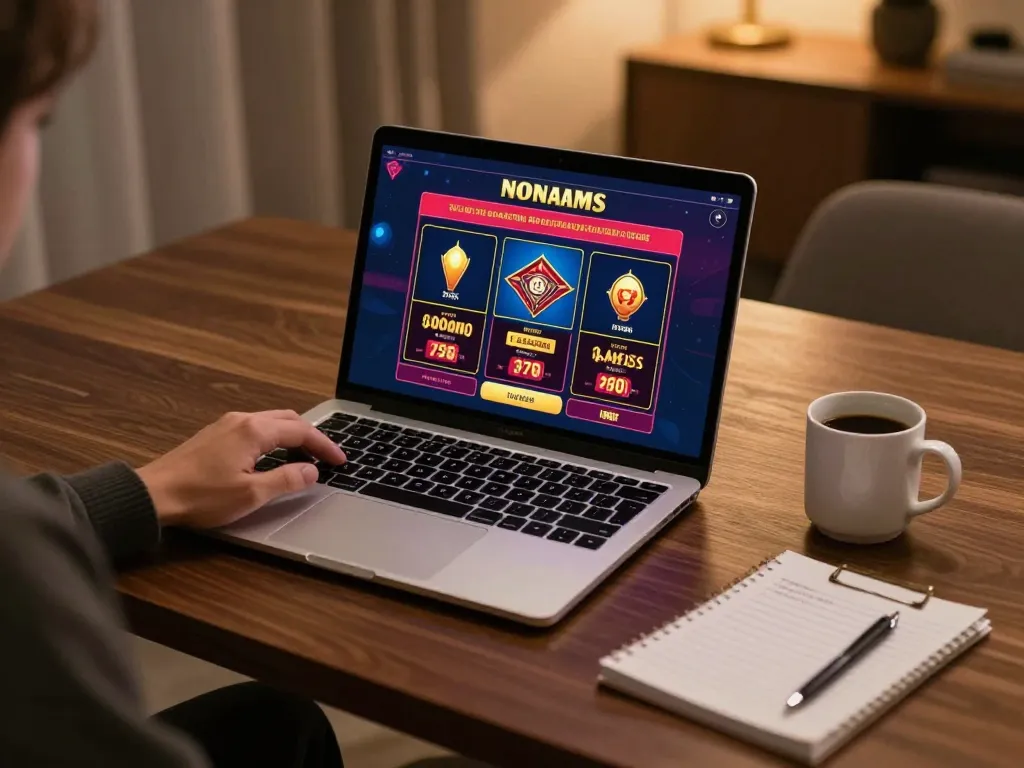Engaging in casino non aams legali gaming on a laptop in a stylish home environment
