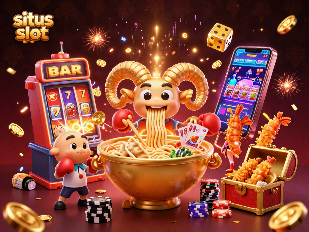 Experience exciting wins with this vibrant situs slot illustration featuring a dynamic casino scene.