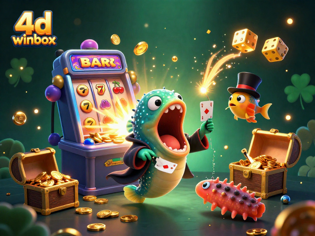 Experience excitement with 4d winbox as dynamic sea creatures perform magic tricks amid slot machine wins.