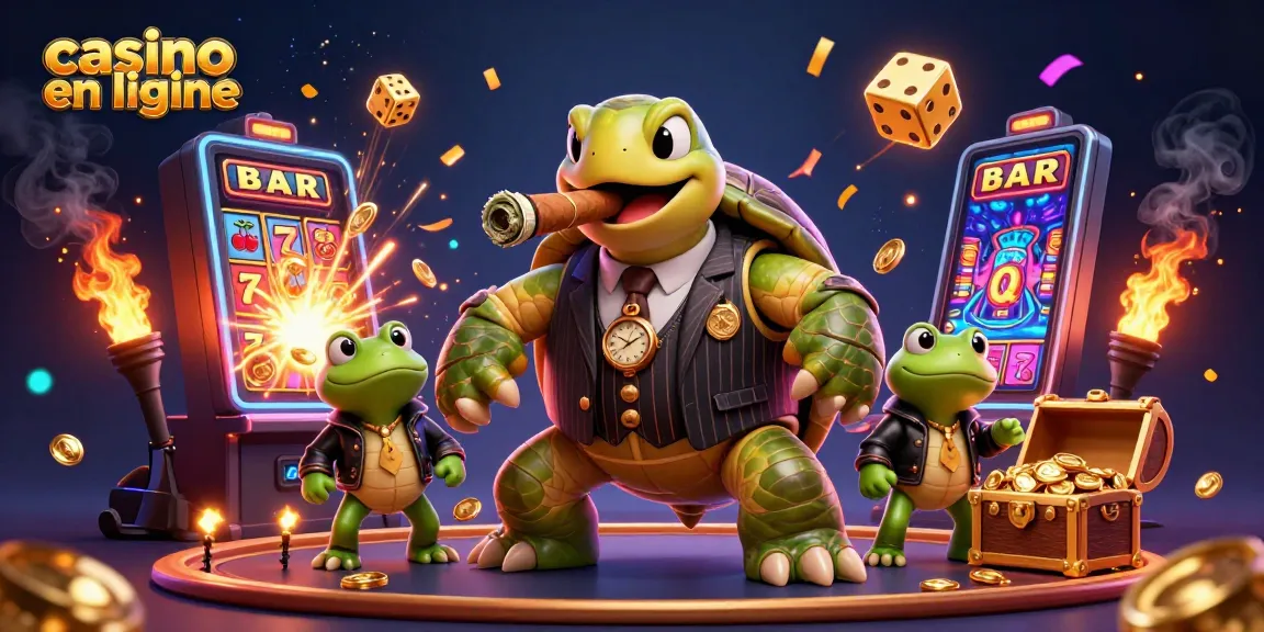 Revivez l'excitation du casino en ligne avec cette scène dynamique d'animaux en 3D.