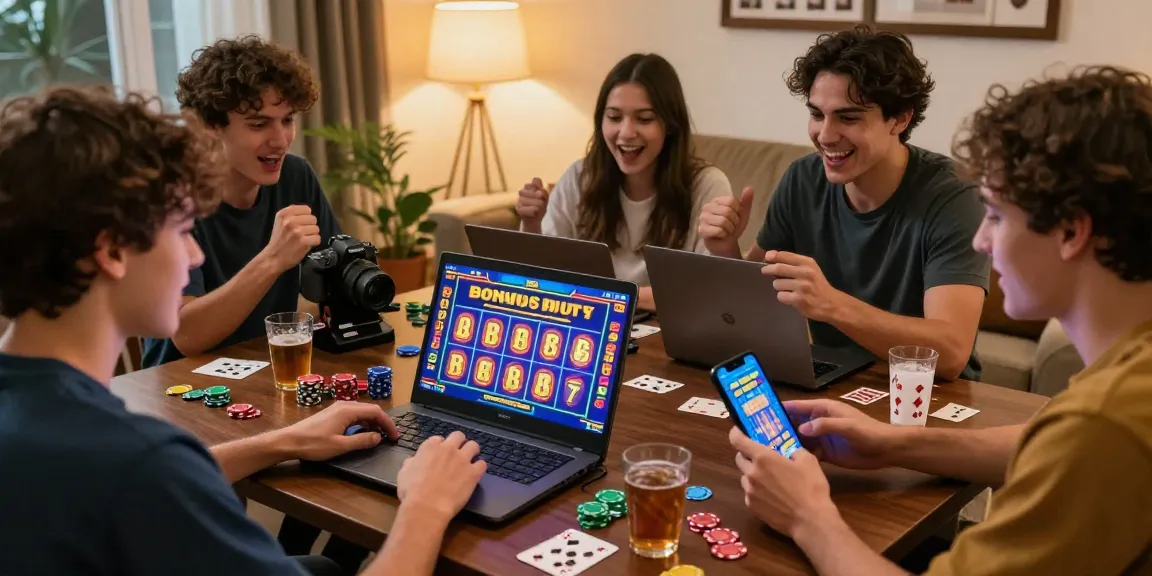 Online gaming experience at https://aboutderbyshire.co.uk featuring friends enjoying Bonus Buy Slots in a cozy setting with vibrant graphics.