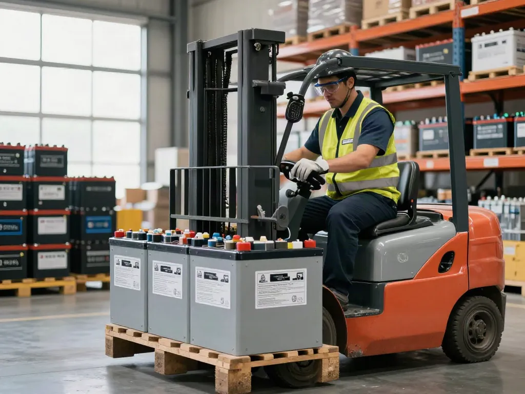 Batterie Transport in Dortmund: Professioneller Logistikbetrieb mit Lithiumbatterien und Sicherheitsvorkehrungen.
