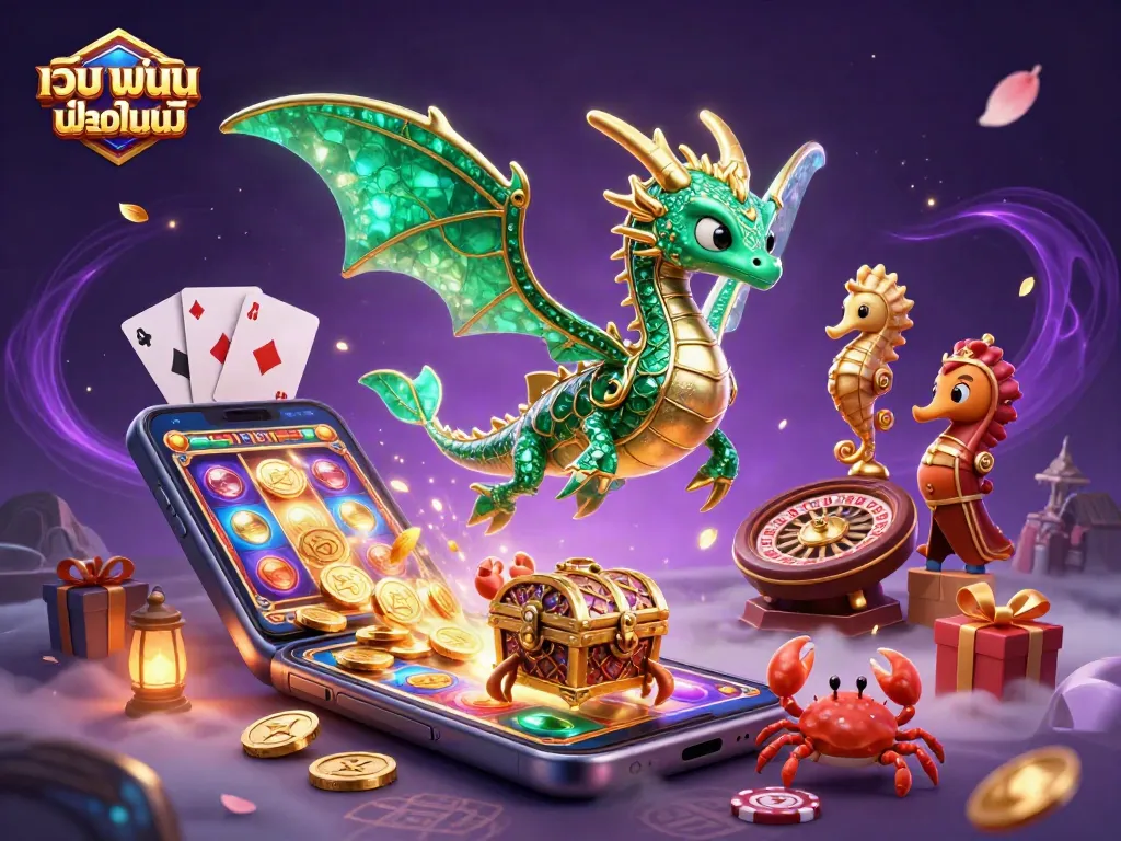 เล่นเกม เว็บ พนัน ออนไลน์ กับมังกรทะเล 3D ที่มีปางมีทองสวยงาม