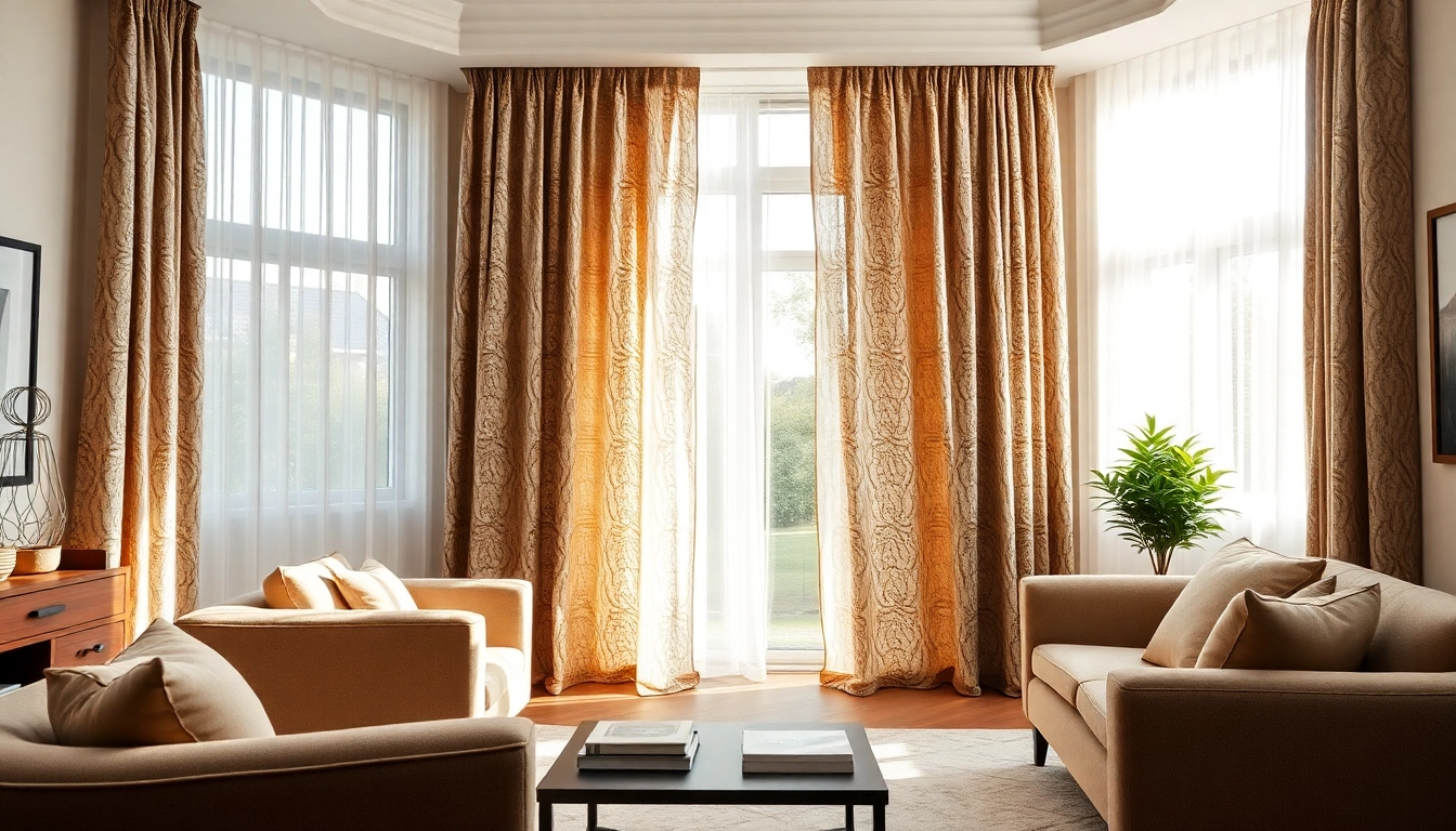 Stijlvolle verduisterende gordijnen in een moderne woonkamer, creëren een sfeervolle ruimte.
