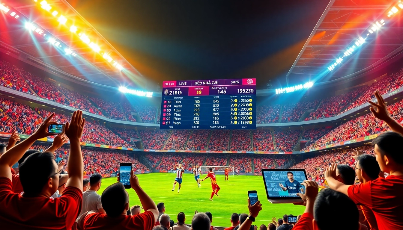 Exciting kèo nhà cái football betting scene with live match action and fan engagement