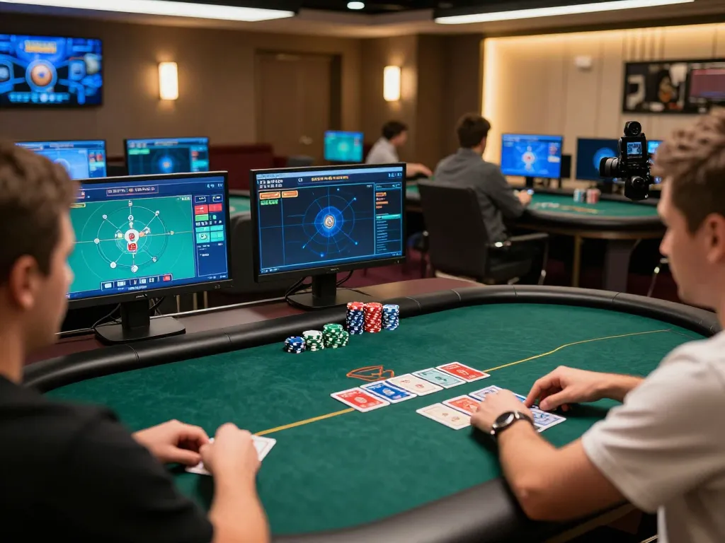 henandchickensgh player engaging in online poker with strategic bets in a professional gaming setup