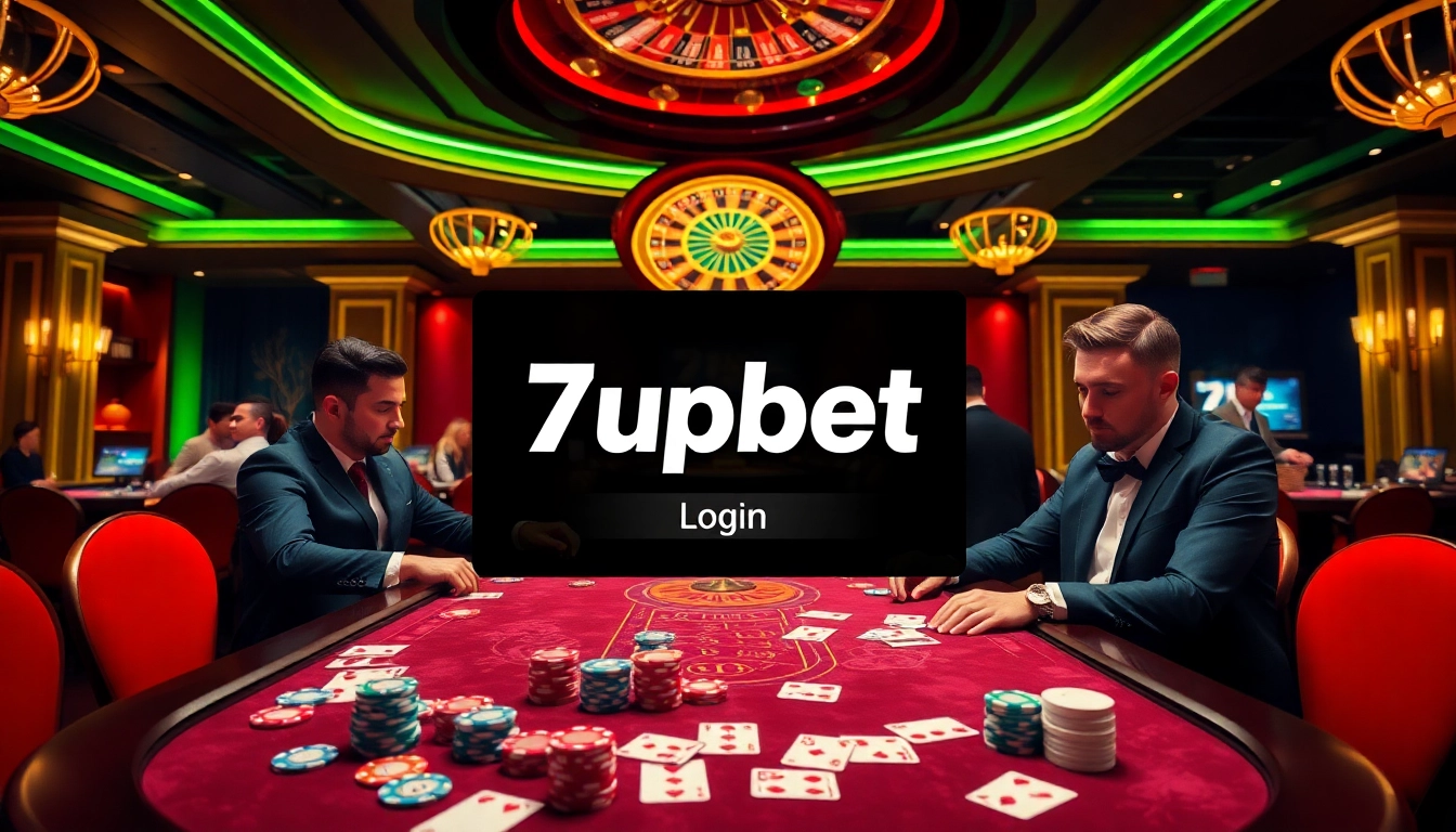 Engaging scene of players during a game with a spectacular 7upbet login interface displayed.