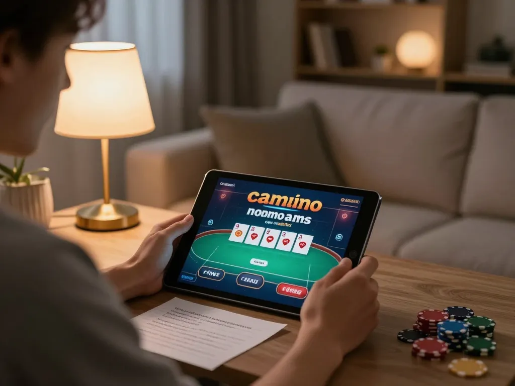 Engaging in casinò online non aams con neteller on a tablet in a cozy home setting.