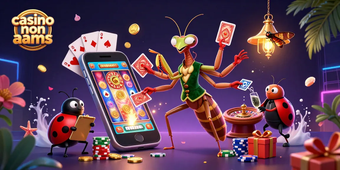 Gioca nei migliori casino non AAMS, con un mantide gigante che distribuisce carte e gettoni.