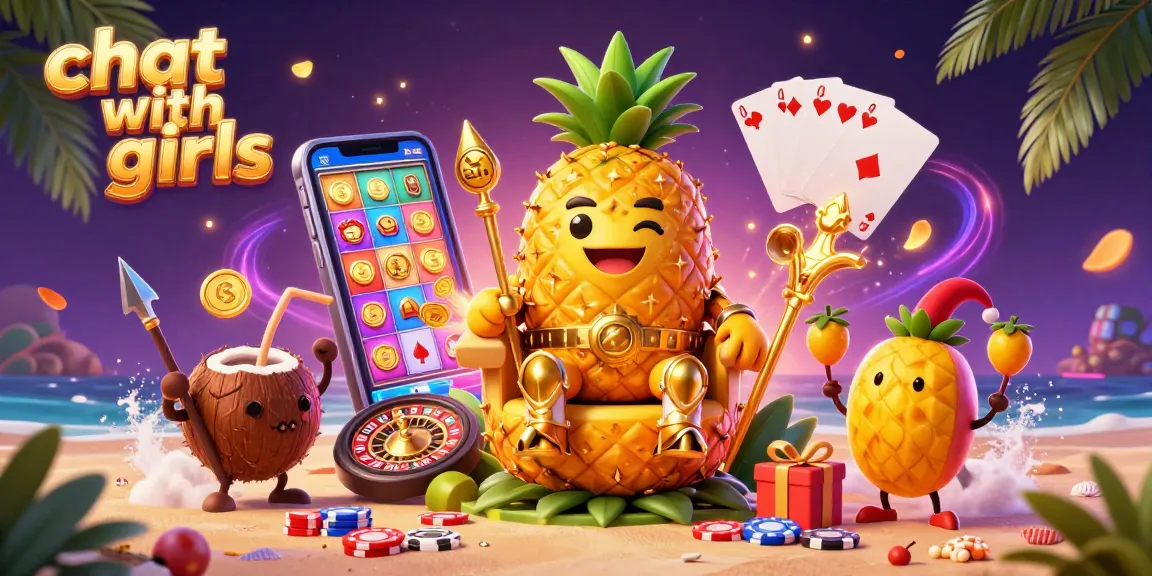 Engage in a thrilling chat with girls while winning big in dynamic casino scenes featuring a pineapple king.