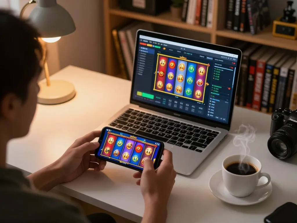 Terlibat dalam permainan link slot di mobile, menampilkan gulungan berwarna-warni dan antarmuka yang ramah pengguna.