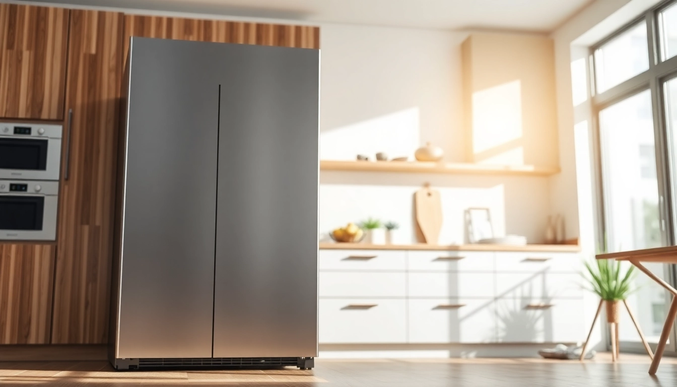 Freezer showcased in a sunlit kitchen, highlighting modern design and energy features.