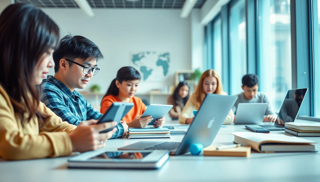 Engaging digital learning environment featuring 有道 applications on screens.