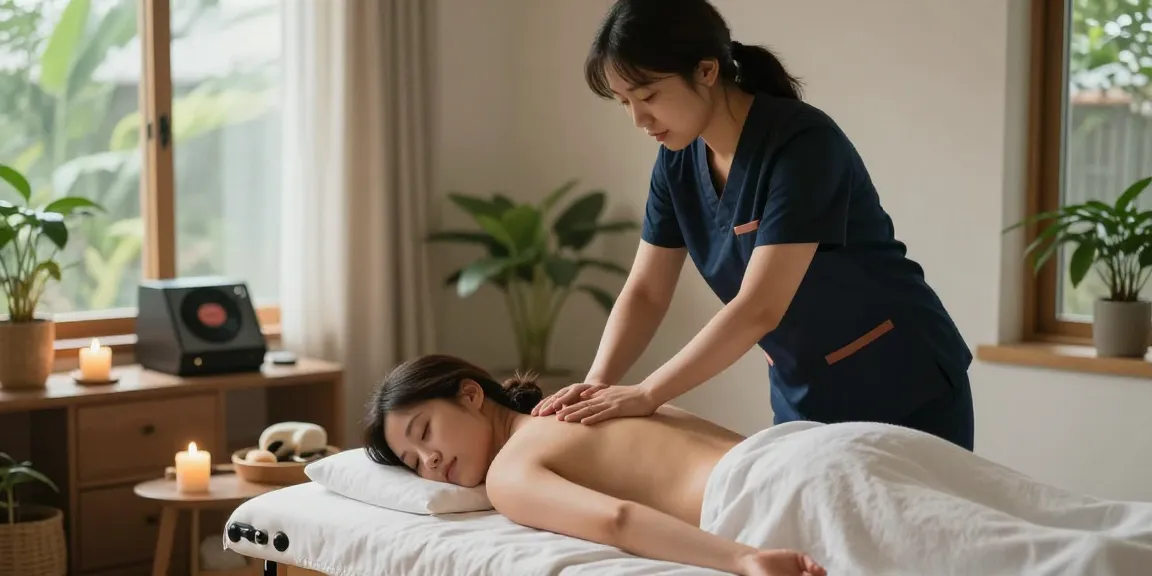 가락동출장마사지와 편안한 홈케어 환경의 조화로운 마사지 장면