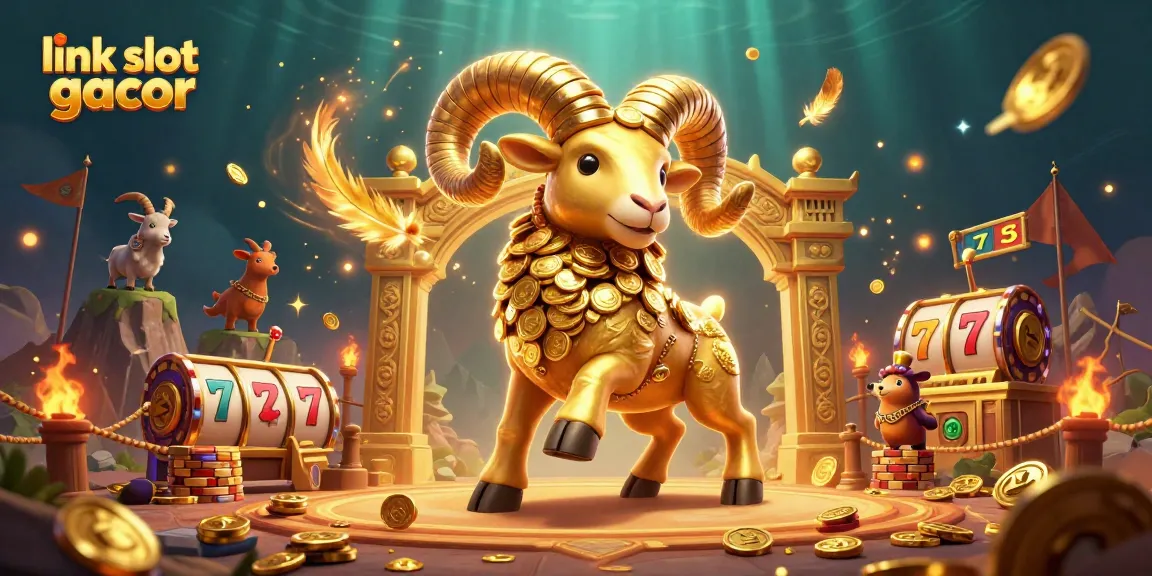 Experience dynamic action in a vibrant link slot gacor scene with golden ram and spinning slot reels.