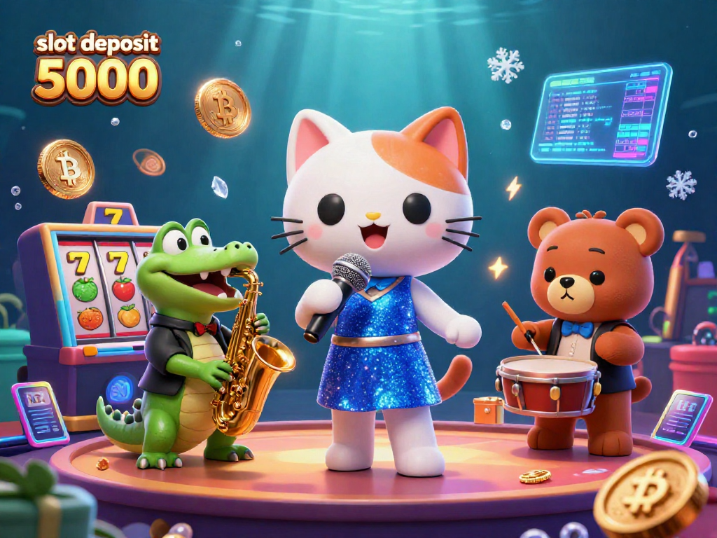 Experience the thrill of gaming with slot deposit 5000 surrounded by vibrant characters and rich casino elements.