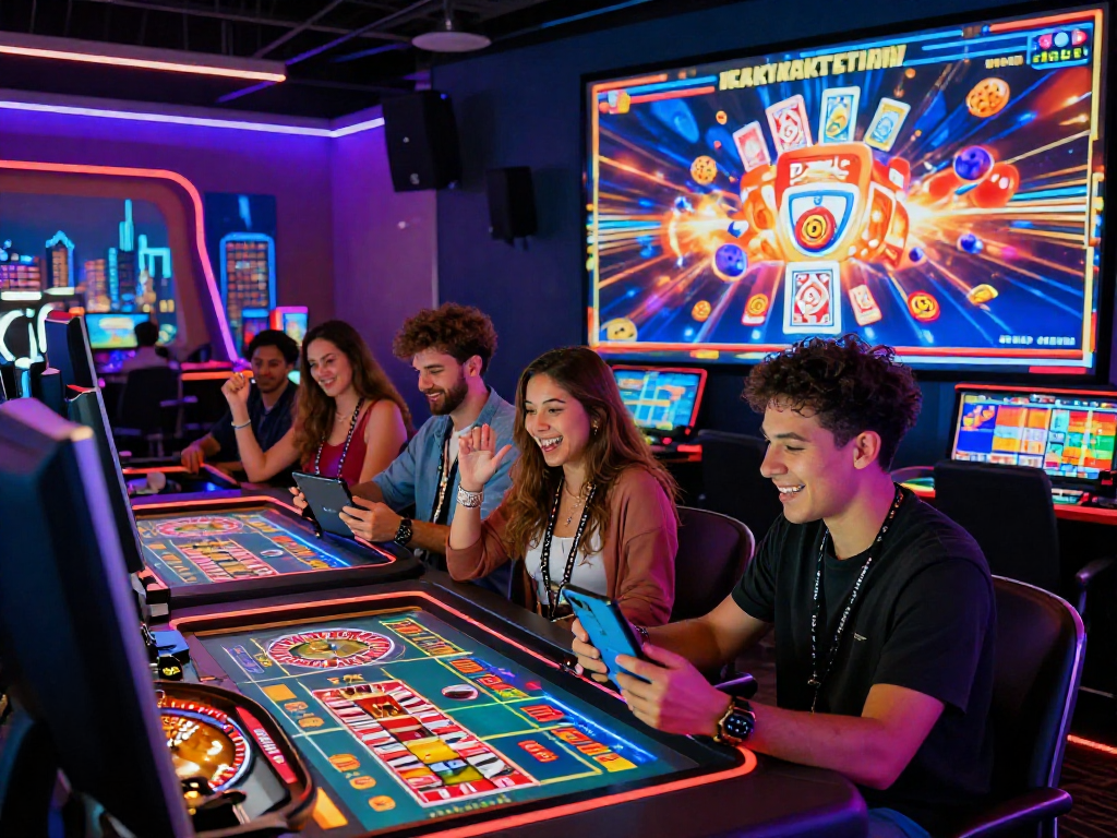Engaged players enjoying the rokok88 alternatif online gaming experience in a vibrant virtual casino setting.