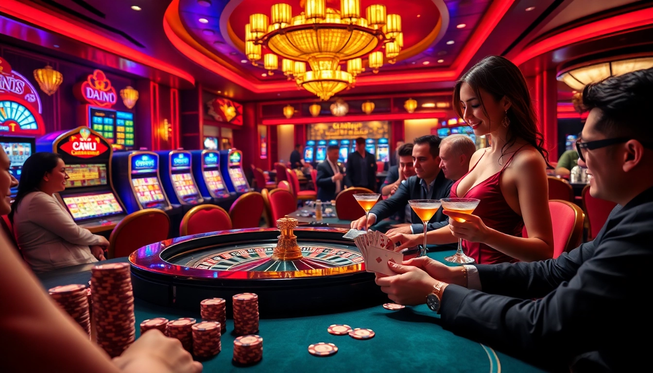 Découvrez l'excitation du meilleure casino en ligne avec une roulette palpitante, des jetons de poker et des joueurs engagés.