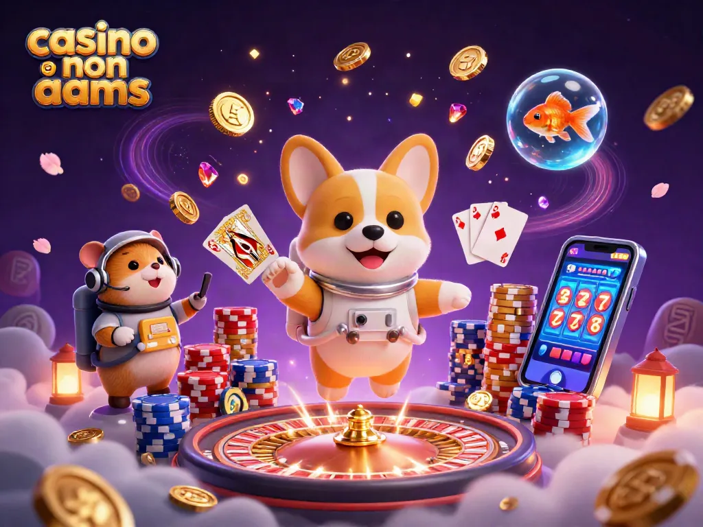 Scopri il mondo dei casinò non AAMS mentre il corgi astronauta fluttua in un casinò spaziale.