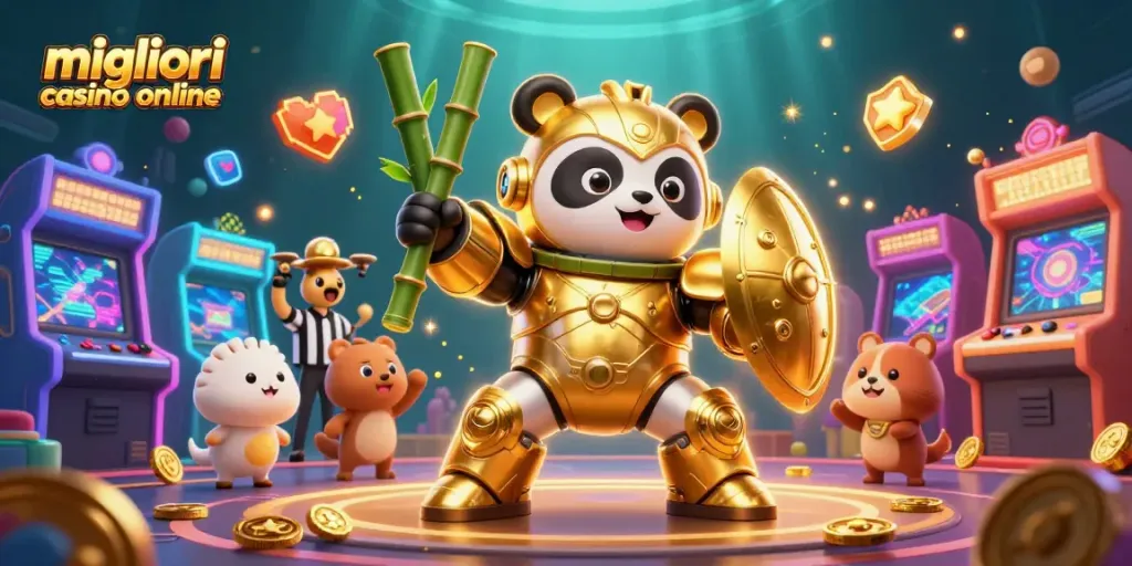 Scopri i migliori casino online esplorando un'illustrazione 3D vibrante e dinamica.
