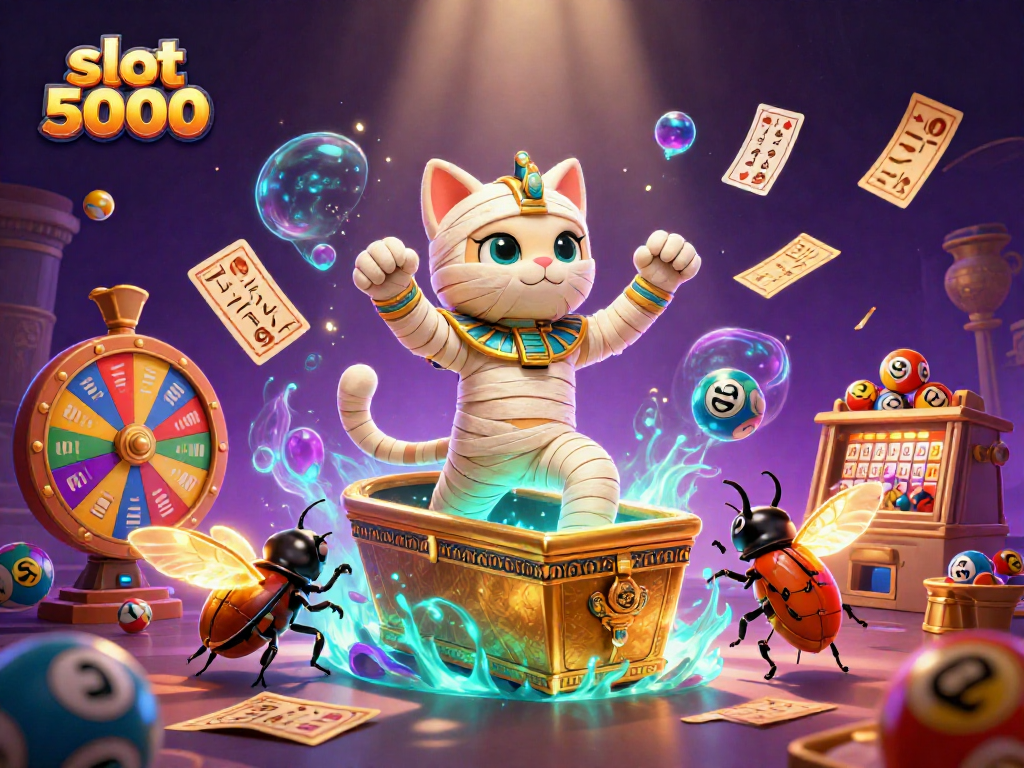 Experience thrilling slot 5000 action with vibrant characters and casino game elements in an engaging scene.
