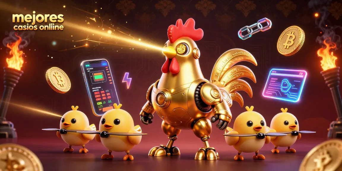 Diseño vibrante y dinámico de los mejores casinos online, con elementos llamativos de cripto.