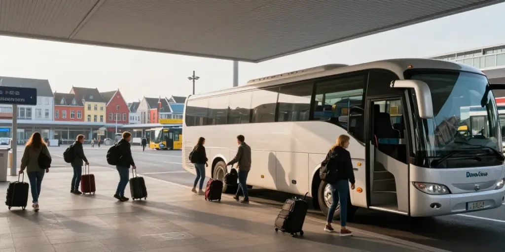 Transport Moldova Belgia: Pasageri pregătindu-se pentru călătorie la un terminal modern.