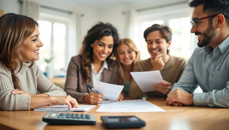 Discussing life insurance options in a warm, secure family setting with tangible documents.