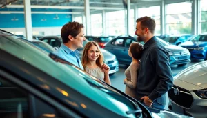 Buy a car with reliable options in a vibrant dealership showcasing diverse vehicles.