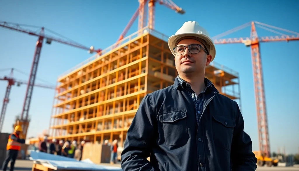 Dynamic scene of a New York Commercial General Contractor managing a construction project.