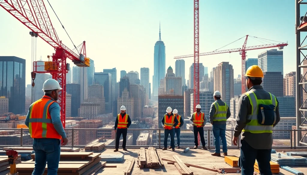 Highlighting a New York City General Contractor skillfully managing a vibrant construction site.