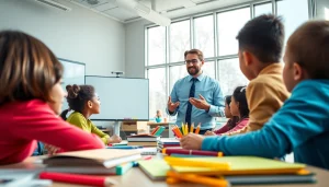 Highlighting Education engagement in a diverse classroom setting with modern learning tools.