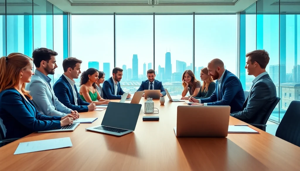 Engaging team of Business Consultants in Dubai collaborating in a modern office environment.