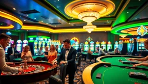 Exciting atmosphere at the best online casino Canada with players enjoying vibrant gaming tables.