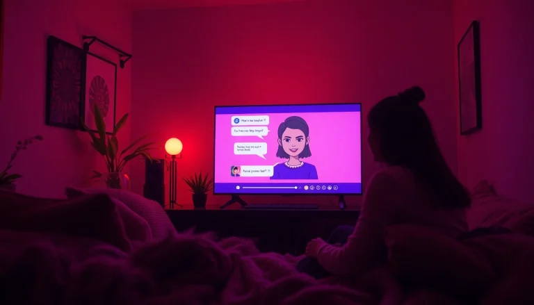 Engaging interaction in a cozy setting featuring sex chat ai with a friendly, playful avatar.