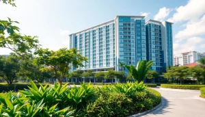 View of the modern Tampines EC with lush landscaping and natural lighting.