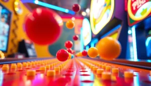 Berpartisipasi dalam demo plinko yang menarik dengan bola berwarna cerah yang jatuh melalui pin.