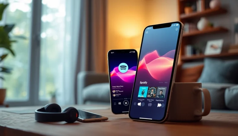 Experience Spotify mod apk on a smartphone surrounded by cozy elements, showcasing vibrant music streaming.