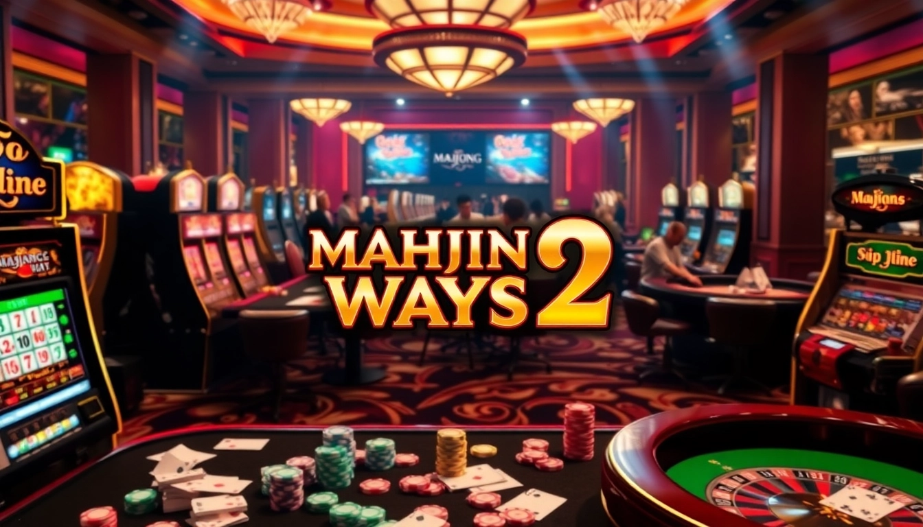 Putar mesin slot Mahjong Ways 2 yang penuh warna di tengah suasana kasino yang penuh semangat.