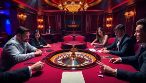 Experience the thrill of gambling at SOIBET with elegant card tables, exciting games, and vibrant players.