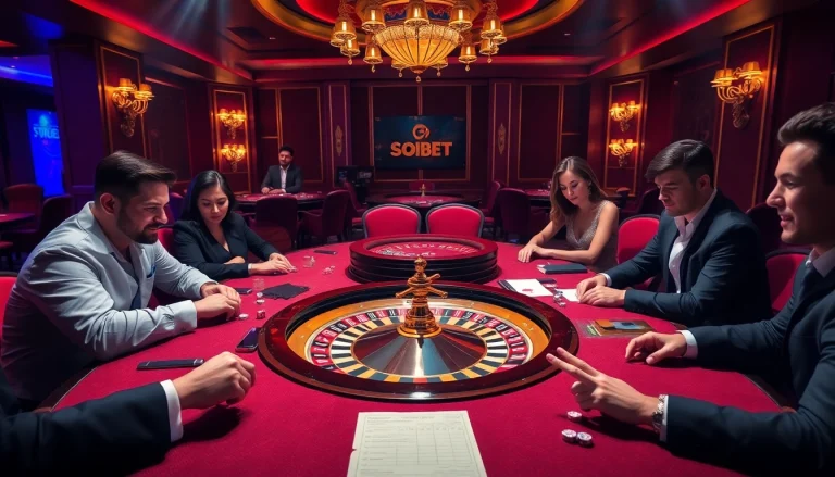 Experience the thrill of gambling at SOIBET with elegant card tables, exciting games, and vibrant players.
